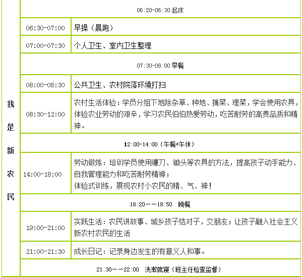 成都农村夏令营第二天课程活动安排